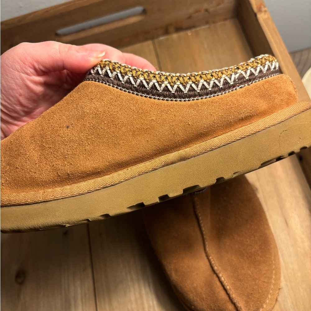 Ugg Size 8 Tasman Cozy Chestnut Suede Shearling Slipper Clogs - Picture 3 of 9